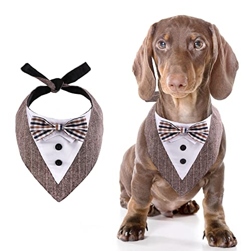 Kuoser Hunde Smoking Hundehalstuch, Fliege für Hunde Hochzeit Formelle Hund Krawatte Outfit, Haustier Halstücher Bandana für Mittelgroße & Große Hunde, Verstellbar Hunde Fliege Max.Halsumfang 60cm von Kuoser