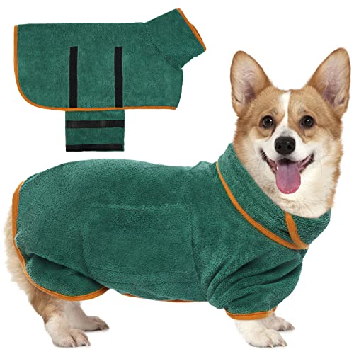 Kuoser Hundebademantel, Mikrofaser Hunde Bademantel Badetuch, Bademantel Hund Extra Saugfähig, Einstellbar Hundehandtuch mit Klettverschluss, Grün HundeBademantel für Kleine Hunde Kuoser Hundebademantel, Mikrofaser Hunde Bademantel Badetuch, Bademantel Hund Extra Saugfähig, Einstellbar Hundehandtuch mit Klettverschluss, Grün HundeBademantel für Kleine Hunde von Kuoser