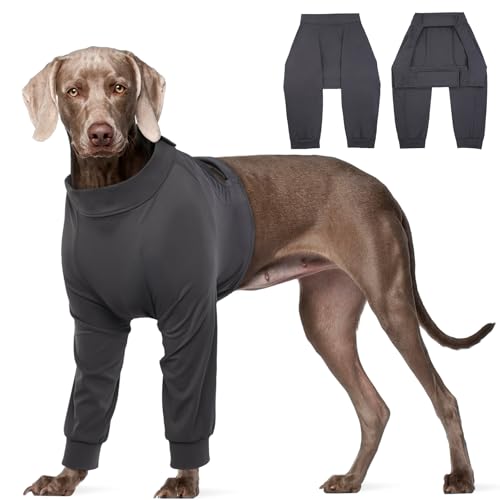 Kuoser Hundebody Nach Op, Hundebody Nach Kastration Rüde,Hundebody Nach Op Hündin, Atmungsaktiv Body für Hunde Nach Op,Anti-Wundlecken Op Body Hund, Liegeschwielen Hund,Ellenbogenbandage Hund Grau XXL von Kuoser