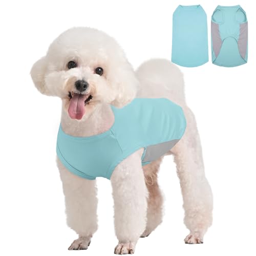 Kuoser Hundekühlweste, Atmungsaktive Sommerweste Hund Sommer-Kühljacke für Kleine Hunde Leichtes Kühlshirt Elastisches Material（Blau, S） von Kuoser