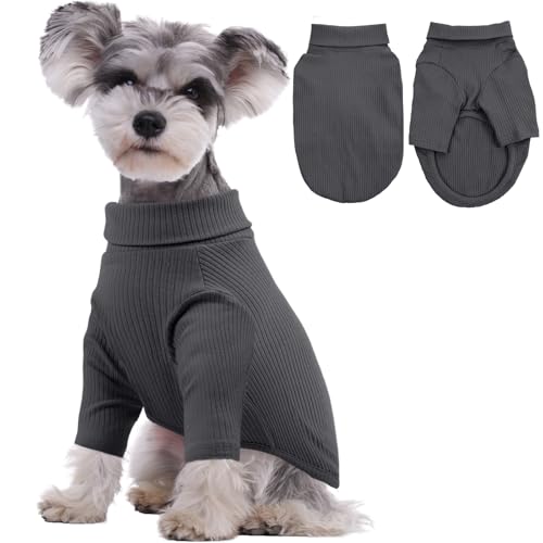 Kuoser Hundepullover, Strick Hundejumper Pyjama mit Langen Ärmeln, Kuscheliger Winterpullover Hundekleidung Grau M von Kuoser