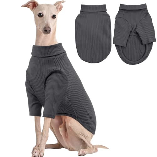 Kuoser Hundepullover, Strick Hundejumper Pyjama mit Langen Ärmeln, Warme Hundekleidung für Große Hunde Grau XL von Kuoser