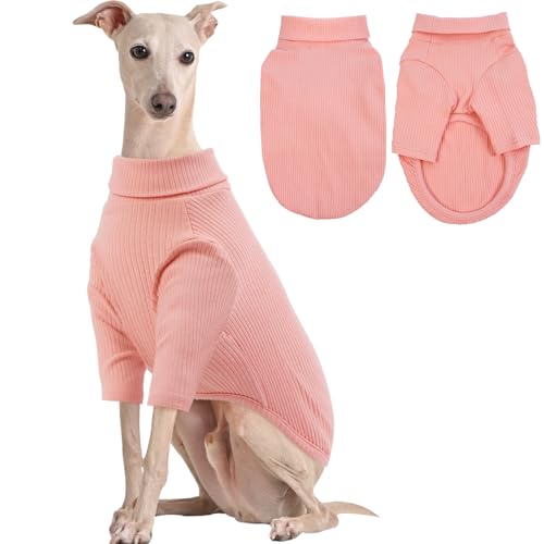 Kuoser Hundepullover, Strick Hundejumper Pyjama mit Langen Ärmeln, Warme Winter Hundekleidung für Große Hunde Rosa 2XL von Kuoser