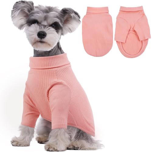 Kuoser Hundepullover Warmer, Strickpullover Hundejumper mit Langen Ärmeln, Weiche Winter Hundekleidung für Kleine Hunde, Welpen Pullover Rosa XS von Kuoser
