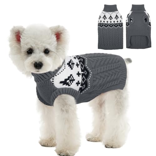 Kuoser Hundepullover Winter Strickpullover für Hunde, Weicher Warmer Hundepulli, Hundekleidung für Mittel Hunde, Grau M von Kuoser