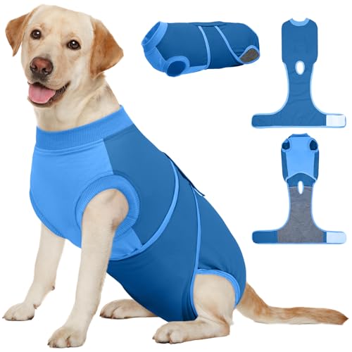 Kuoser L Hundebody nach OP für Hündin Rüde – Atmungsaktiver Schutzanzug für Hunde nach Operation oder Kastration, Alternative zum E-Halsband, Blau Kuoser L Hundebody nach OP für Hündin Rüde – Atmungsaktiver Schutzanzug für Hunde nach Operation oder Kastration, Alternative zum E-Halsband, Blau von Kuoser