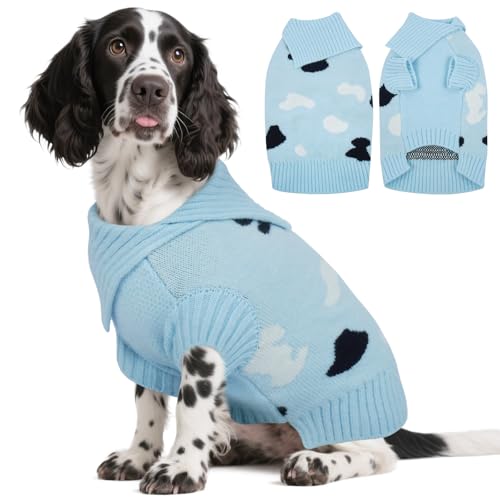 Kuoser L Hundepullover mit Rollkragen Blau – Warmer Strickpullover für Mittlere Hunde Pullover, Elastisch Weich Hundekleidung Sweater Winter Indoor Outdoor Kuoser L Hundepullover mit Rollkragen Blau – Warmer Strickpullover für Mittlere Hunde Pullover, Elastisch Weich Hundekleidung Sweater Winter Indoor Outdoor von Kuoser