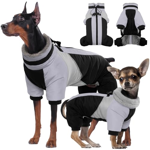Kuoser Wasserdichter Hundemantel für Kleine Hunde - Wärmer, Winter, Mit Geschirr, Moden Hundejacke, Reflektierend für Kleine Hunde, Schwarz L von Kuoser