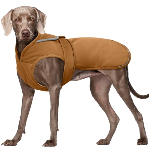 Kuoser Leinwand Haustier Hund Wintermantel, Reflektierende Warme Fleecejacke für Kleine Mittelgroße Welpen, wasserdichte und Winddichte Hundeweste mit Gurtloch, XS-3XL von Kuoser