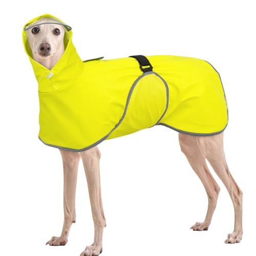 Kuoser Regenmantel Hund, Hunderegenmantel Regenjacke, Regenmantel Wasserdicht, Regenschutz Hunde, Regenmantel Kleinehunde Gelb L von Kuoser