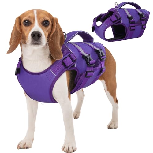 Kuoser Schwimmweste Hund Mittlere, Rettungswesten für Hunde Schwimmweste mit Griff und Reflektierend, Verstellbar Hundeschwimmweste, Schwimmweste für Mittel Hunde mit Verbesserter Auftrieb, Violett M Kuoser Schwimmweste Hund Mittlere, Rettungswesten für Hunde Schwimmweste mit Griff und Reflektierend, Verstellbar Hundeschwimmweste, Schwimmweste für Mittel Hunde mit Verbesserter Auftrieb, Violett M von Kuoser