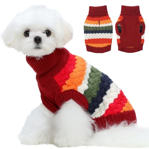 Kuoser Warm Hundepullover, Hundepullover Kleine Hunde, Hundepullover Mittelgroße Hunde, Hundepullover Fleece, Hunde Kleidung Für Kleine Hunde,Winter Hundepullover Rot S von Kuoser