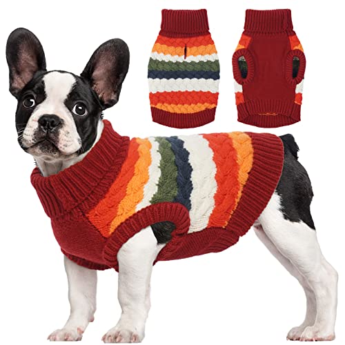 Kuoser Warm Hundepullover, Hundepullover Kleine Hunde, Hundepullover Mittelgroße Hunde, Hundepullover Fleece, Hunde Kleidung Für Kleine Hunde,Winter Hundepullover Rot XL von Kuoser