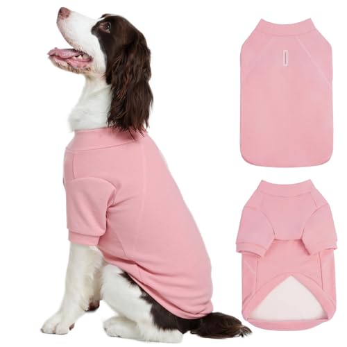 Kuoser Hundepullover Rosa L, Fleece Hundesweatshirt mit Vorderbeinen, Elastischer Warmer Hund Pullover für Mittelgroße Hunde von Kuoser