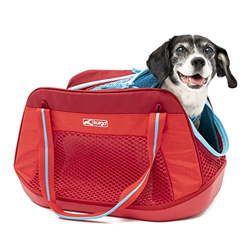 Kurgo Explorer Transporttasche für Hunde, Wasserdichte und schmutzabweisende Unterseite, Für Haustiere bis zu 5,5 kg, Rot von Kurgo
