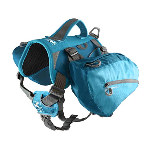 Kurgo Hunderucksack Baxter, Hundesatteltasche mit 2 Seitentaschen fürs Wandern, Für Hunde von 14-39 kg, Küstenblau von Kurgo