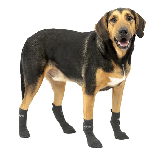 Kurgo Blaze Hundesocken, Für bessere Passform der Kurgo Blaze Hundeschuhe, Leicht & atmungsaktiv, Größe L, Grau (4er-Pack) von Kurgo