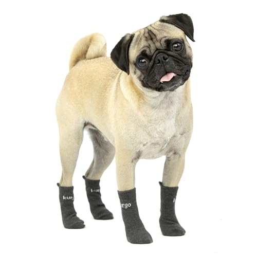 Kurgo Blaze Hundesocken, Für bessere Passform der Kurgo Blaze Hundeschuhe, Leicht & atmungsaktiv, Größe S, Grau (4er-Pack) von Kurgo