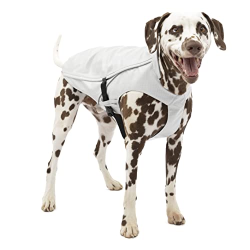 Kurgo Halifax Regenschale Hartschalen-Hunderegenmantel wasserdichte Regenjacke für Hunde Haustier Poncho reflektierende Leinenöffnung Schnellverschluss-Schnallen (Stormy White, MD) von Kurgo