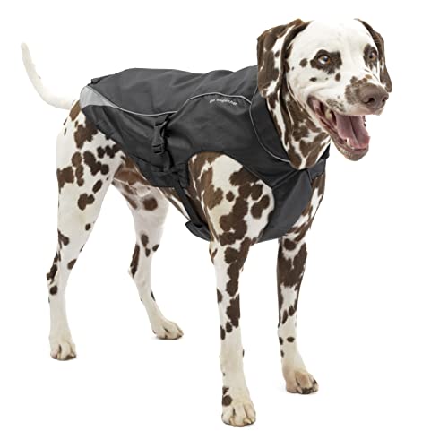 Kurgo North Country wasserdichter Hundemantel, Mit Fleece-Futter, LED-Licht für Nachtsichtbarkeit, Größe M, Schwarz von Kurgo