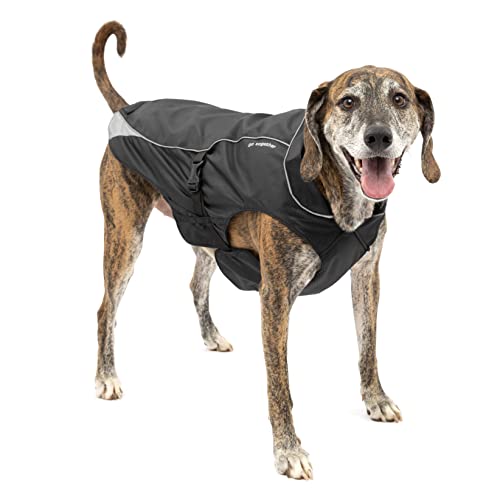 Kurgo North Country wasserdichter Hundemantel, Mit Fleece-Futter, LED-Licht für Nachtsichtbarkeit, Größe L, Schwarz von Kurgo