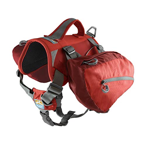 Kurgo Hunderucksack Baxter, Hundesatteltasche mit 2 Seitentaschen fürs Wandern, Für Hunde von 13 bis 38 kg geeignet, Rot von Kurgo