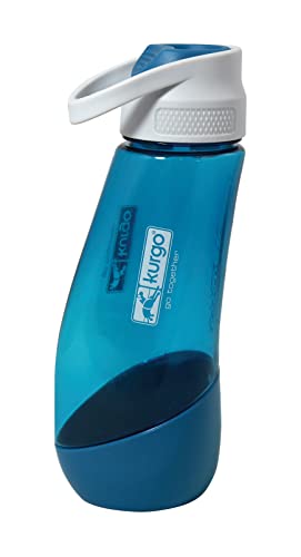 Kurgo Gourd Wasserflasche und -napf für Hunde, PVC- und BPA-frei, Fassungsvermögen: 750 ml Flasche, 250 ml Napf, Blau, 1 Count (Pack of 1) von Kurgo