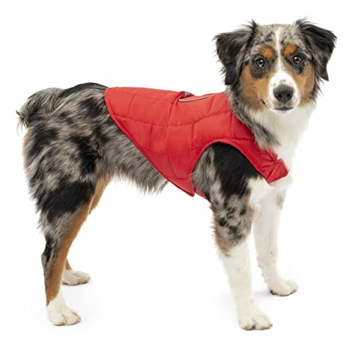 Kurgo Loft Hundejacke, Mit Hundegeschirr kombinierbar, Wasserdicht und reflektierend, Ideal für den Winter, Größe XS, Rot/Grau von Kurgo