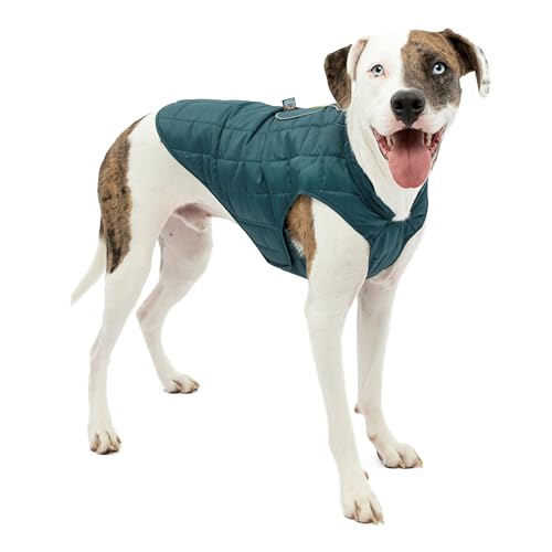 Kurgo Loft Hundejacke, Mit Hundegeschirr kombinierbar, Wasserdicht und reflektierend, Ideal für den Winter, Größe XL, Tintenblau/Seeglas von Kurgo