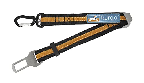Kurgo Gurtschloss-Hundegurt fürs Auto, Kompatibel mit Tru-Fit Hundegeschirr, Von 38 cm auf 56 cm verlängerbar, Orange von Kurgo