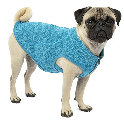 Kurgo Core Hunde-Pullover, Leichtes Fleece, Mit 2-Wege-Reißverschluss, Mit Hundegeschirr kompatibel, Größe XS, Blau von Kurgo