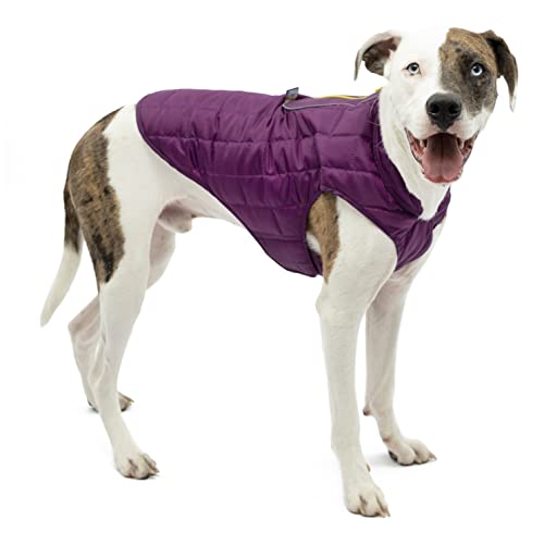 Kurgo Loft Hundejacke, Mit Hundegeschirr kombinierbar, Wasserdicht und reflektierend, Ideal für den Winter, Größe M, Grau/Lila von Kurgo