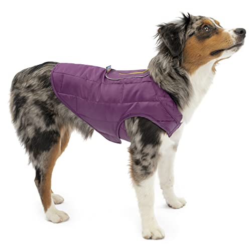 Kurgo Loft Hundejacke, Mit Hundegeschirr kombinierbar, Wasserdicht und reflektierend, Ideal für den Winter, Größe S, Grau/Lila von Kurgo