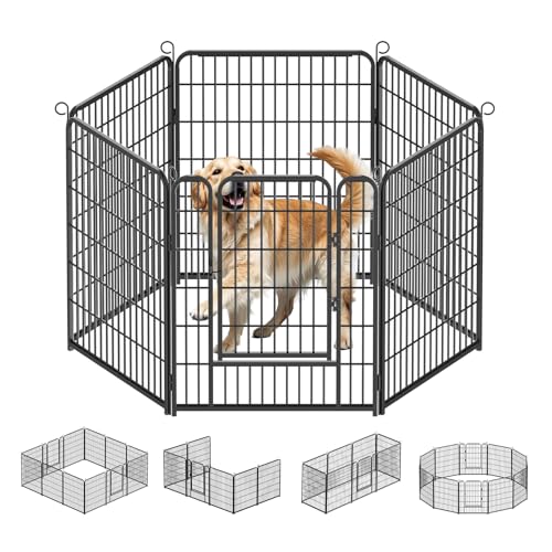 Kuro sagol Welpenauslauf 80cm hoch - Gehege mit automatischer Verriegelung - Ideal für Hunde, Katzen, Kaninchen - Perfekt für den Garten und die Spielzone im Freien - 6tlg von Kuro-sagol