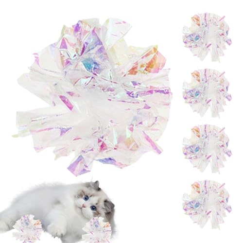 Kustimantu Crinkle Cat Toys, Crainly Cat Toys - 5X Kätzchen Spielen Crinkle Ball,Lustige interaktive, Laute rollende leichte tragbare Tierversorgungen für das Abrufen von Spielen in Indoor -Necken von Kustimantu