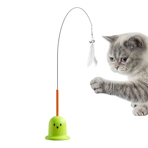 Kustimantu Katzen Teaser, Katzenfeder,Saugnapfbecher Kätzchen Sportspielzeug | Federkätzchen Interaktiver Teaser -reduzieren Langeweile mit Bell für das Training von Katzen Haustier von Kustimantu