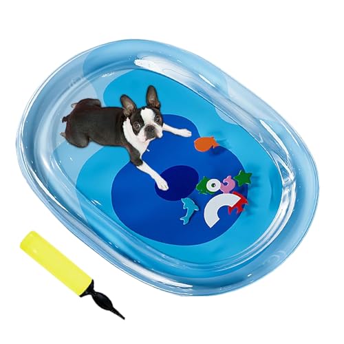 Kustimantu Katzen Wassermatratze - Hundekühlmatte Mit Pumpe - Aufblasbares Kühlendes Haustier Wasserbett Sensorisches Spielzeug für Zuhause Reise Zimmer Balkon Garten von Kustimantu