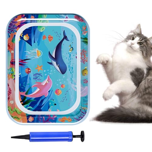 Kustimantu Katzenwasserbettspielmatte, Haustierwasserbett - Sensor Katzenbettkühl Matte,Wasserdichtes fleckresistentes Kühlkissen für kleine Tiere Schlittkomfort und Entspannung von Kustimantu