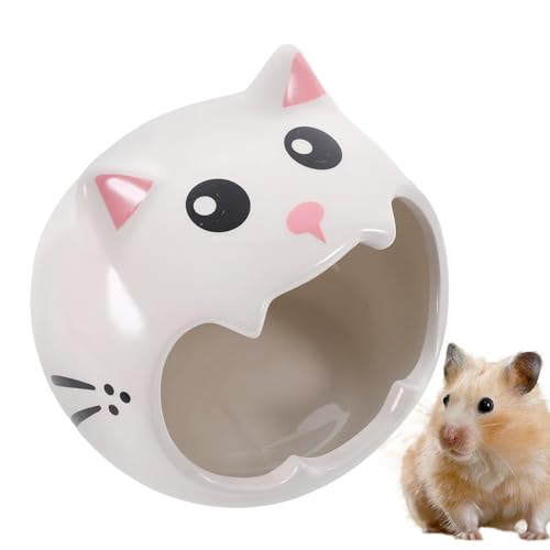 Kustimantu Keramik Hamster Versteck - Hamster Kühlles Nest | Abkühlungshaus In Katzenform Als Ruheplatz Für Kleintiere Kustimantu Keramik Hamster Versteck - Hamster Kühlles Nest | Abkühlungshaus In Katzenform Als Ruheplatz Für Kleintiere von Kustimantu