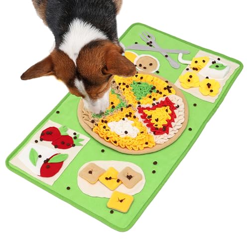 Kustimantu Snuffle Matte Pizza, Hundeschnüffelmatte | Interaktive farbenfrohe Snuffle Pizza | Haustiernahrung undichte Zahnreinigung Spielzeugspender für Wohnzimmer, Garten, Grasland von Kustimantu
