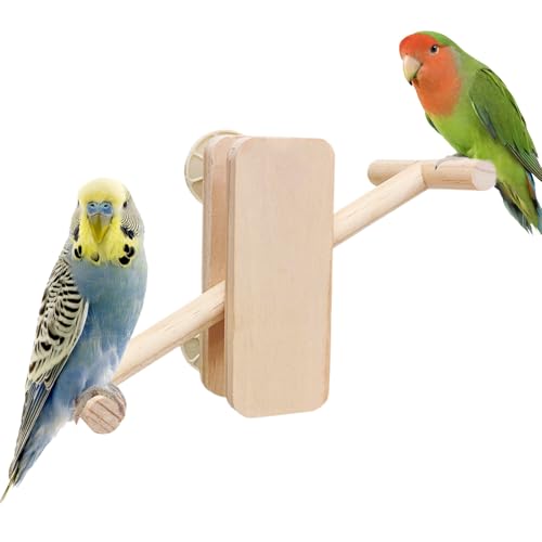 Kustimantu Vogelkäfig Spielzeug | Mehrfunktionale Holzwippe Für Vögel - Kau Resistente Zubehörteile Zum Stehen Spielen Ausruhen Unterhalten von Kustimantu