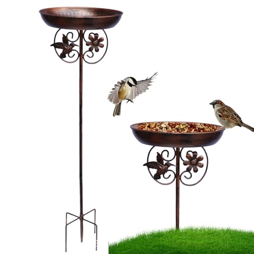 Kustimantu Vogelspender | Wasserschale für Vögel mit Erdspieß | Dekoratives Badewannenbecken, abnehmbar, rostfrei, für Garten, Rasen, Terrasse, Hof im Freien von Kustimantu