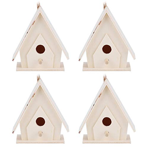 Kuuleyn Gartendekor aus Holz, 4-teilige Mini-Hängevogelhausnester aus Käfig mit Käfigverzierung für Gartenhofdekor von Kuuleyn