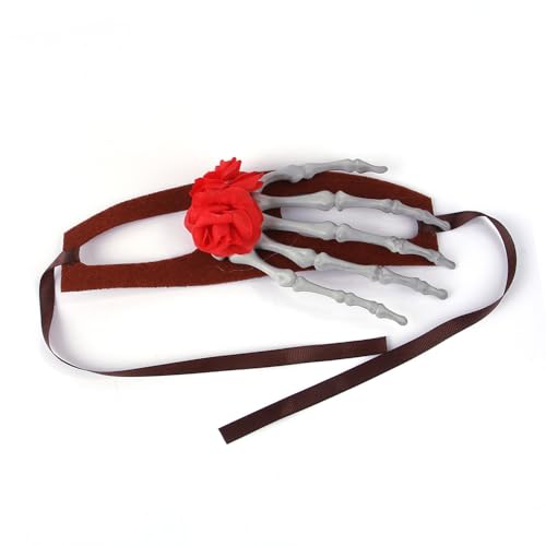Kuuleyn -Haustier -Halloween -Kopfbedeckung, Hundekatze Kleid Kopfschmuck, modische lustige Blume Innovative Hundekleidung, Knochenhand, für Halloween -Party -Cosplay -Party (Red) von Kuuleyn
