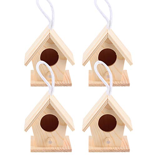 Kuuleyn Vogel Nistkasten, 4 Stück Holzvogelhaus im Freien hängen Vogel ruhen Nester Box Garten Dekoration Ornament von Kuuleyn