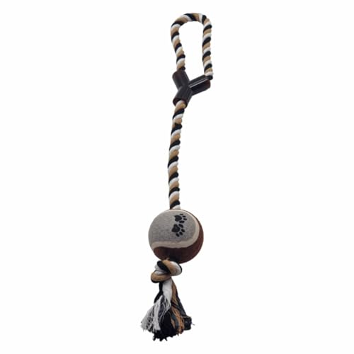 Hundespielzeug aus Seil mit Ball – strapazierfähiges geknotetes Seil-Zerrspielzeug mit Gummi-Tennisball – 53 cm lang – zum Kauen, Apportieren & interaktives Spielen Hundespielzeug aus Seil mit Ball – strapazierfähiges geknotetes Seil-Zerrspielzeug mit Gummi-Tennisball – 53 cm lang – zum Kauen, Apportieren & interaktives Spielen von Kuvias