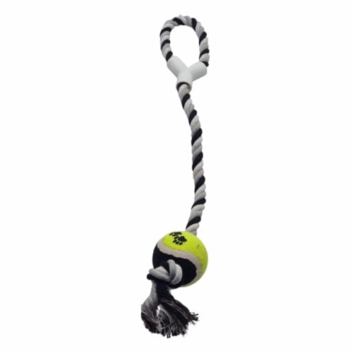 Hundespielzeug aus Seil mit Ball – strapazierfähiges geknotetes Seil-Zerrspielzeug mit Gummi-Tennisball – 53 cm lang – zum Kauen, Apportieren & interaktives Spielen Hundespielzeug aus Seil mit Ball – strapazierfähiges geknotetes Seil-Zerrspielzeug mit Gummi-Tennisball – 53 cm lang – zum Kauen, Apportieren & interaktives Spielen von Kuvias