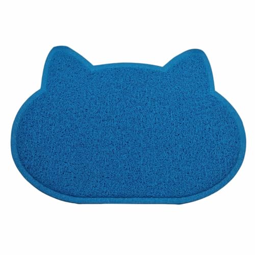 Mehrzweck-Katzenmatte – rutschfeste Gummi-Futtermatte für Futternäpfe, Katzentoilette oder Tür – leicht zu reinigende Katzenmatte für Unordnung und Pfotenabfall – 31 x 39,4 cm (Blau) von Kuvias