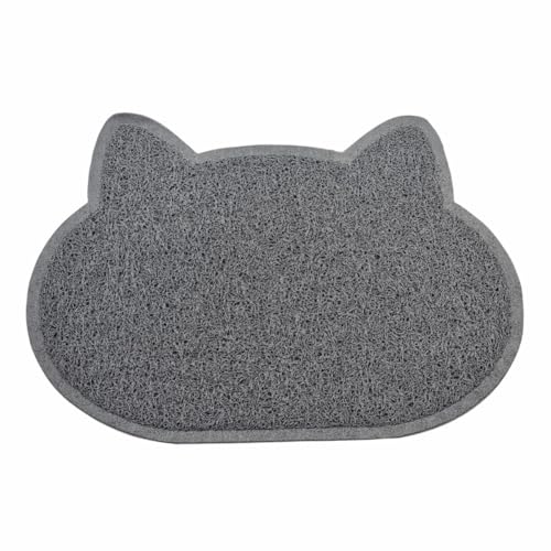 Mehrzweck-Katzenmatte – rutschfeste Gummi-Futtermatte für Futternäpfe, Katzentoilette oder Tür – leicht zu reinigende Katzenmatte für Unordnung und Pfotenabfall – 31 x 39,4 cm (Grau) von Kuvias