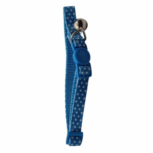 Verstellbares Katzenhalsband mit Glöckchen – strapazierfähiges Nylon-Sicherheitsschnallenhalsband mit D-Ring für ID-Tags – Breakaway-Design für Katzen und Kätzchen (blaue Punkte) von Kuvias